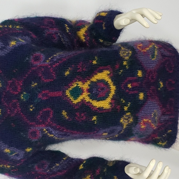 PREMIER COLLECTION PETITES PAISLEY MOHAIR BLEND LONG SLEEVE SWEATER WOMEN'S XS - Picture 5 of 10